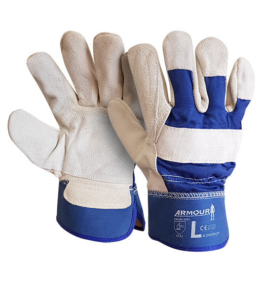 Armour Safety Leather Work Double Palm Glove
