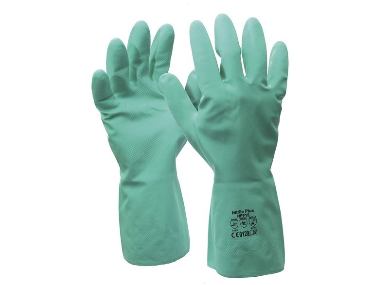Esko Nitrile Chemical Gloves 30cm Long Flock Impregnated Green