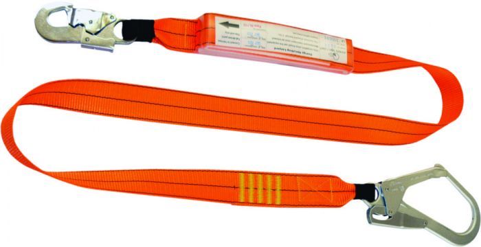 QSI 1.5m Shock Lanyard with Double Action Hook and Scaffold Hook