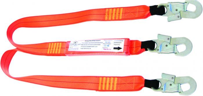 QSI 1.5m Double Leg Shock Absorbing Lanyard with 3 Double Action Hooks