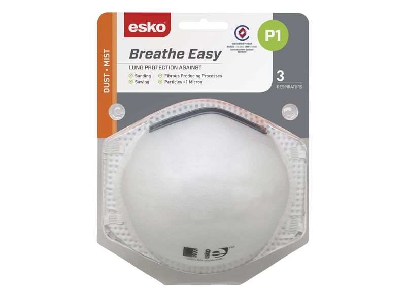 Esko Breathe Easy P1 Respirator Non Valved Blister Pack Pack 3