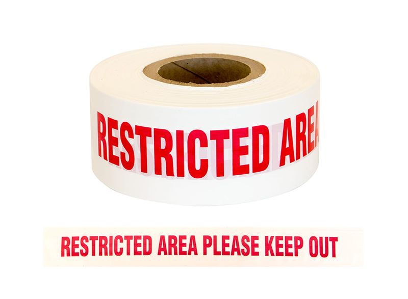 Esko Barrier Warning Tape "Restricted Area Please Keep Out" Red/White 75mm x 250m
