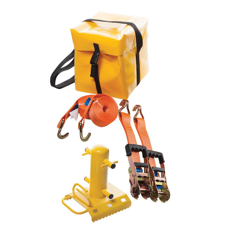 Zero Bollard Kit with Ratchet Ties Rubber Base