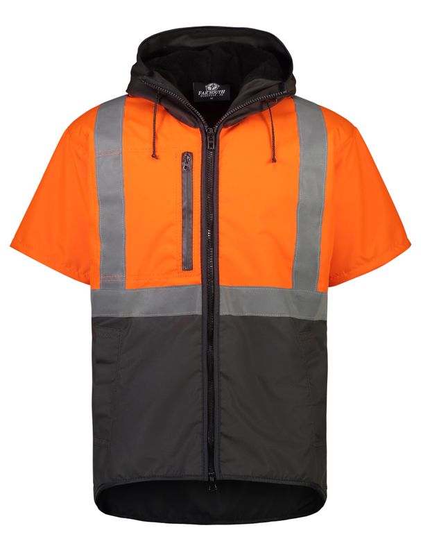 Far South Dacre Hi Viz Oilskin Short Sleeve Vest With Hood