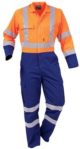 Bison Workzone Day/Night Polycotton Zip Overall Royal Blue/Orange 10