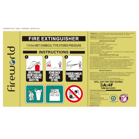 FIRE EXT WC 7LTR LABEL