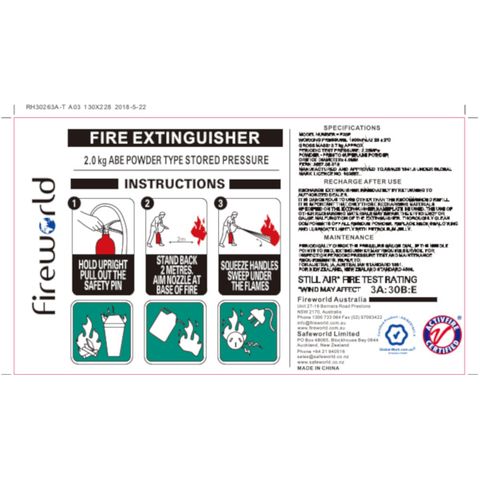 FIRE EXT ABE 2.0KG LABEL