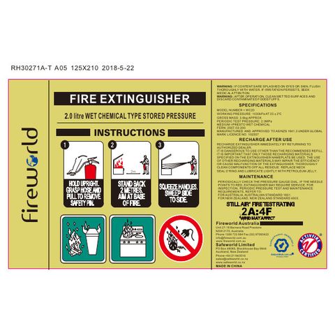 FIRE EXT WC 2LTR LABEL