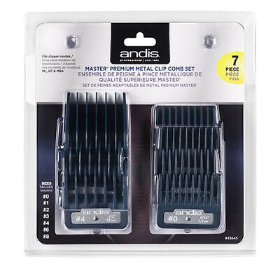 Andis Master Premium Metal Clip Attachment Combs Guide Set 7 pieces