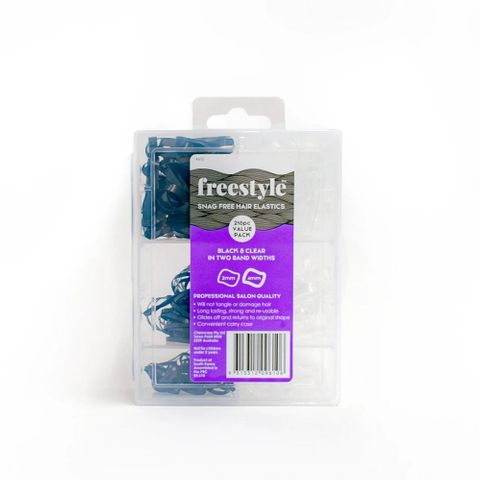 Freestyle 216 Piece Snag Free Hair Elastics Value Pack Black & Clear