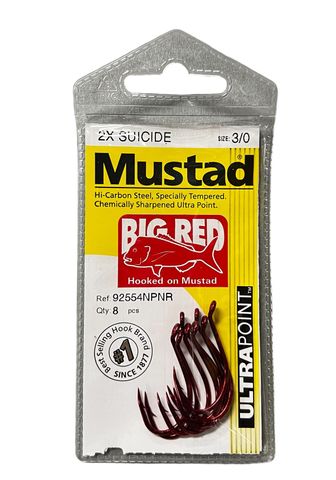 Mustad Big Red Hooks 3/0 Qty 8