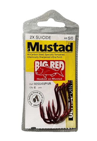 Mustad Big Red Hooks 5/0 Qty 6