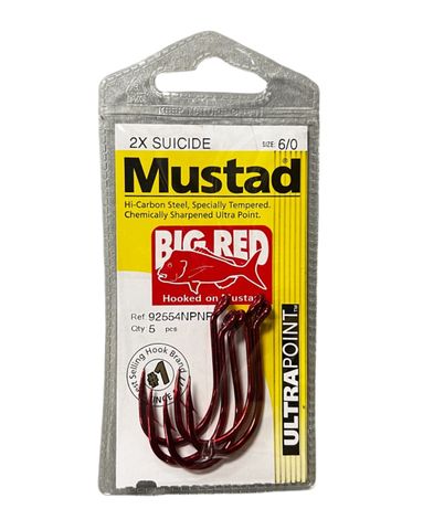 Mustad Big Red Hooks 6/0 Qty 5