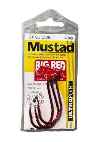 Mustad Big Red Hooks 8/0 Qty 3