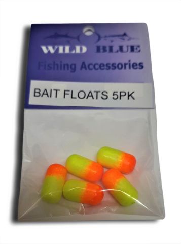Wild Blue Bait Rig Floats Orange/ Yellow 3/8 x 3/4 5 Pk
