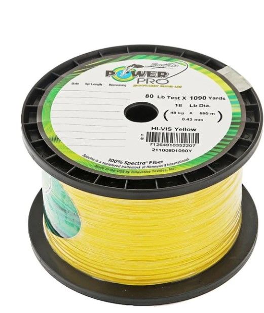 Lenza Intrecciata Power Pro Spectra 80lb 300yd - Hi-Vis Giallo, Modello 21100800300Y, Robusta Per Pesca