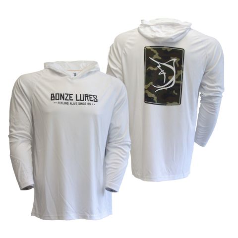 Bonze White Camo UV Long Sleeve Hood - M