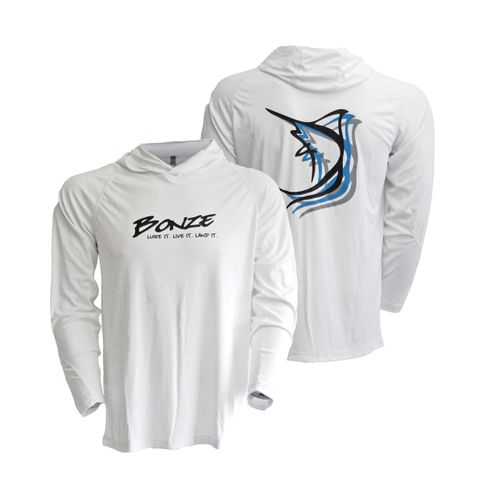 Bonze Triple Marlin White UV Long Sleeve Hood-XXL