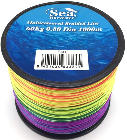 Sea Harvester Braid 60Kg 1000M (Rainbow 8 Core 5 Colours)