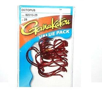 Gamakatsu 4/0 Red Octopus Hooks 25Pc