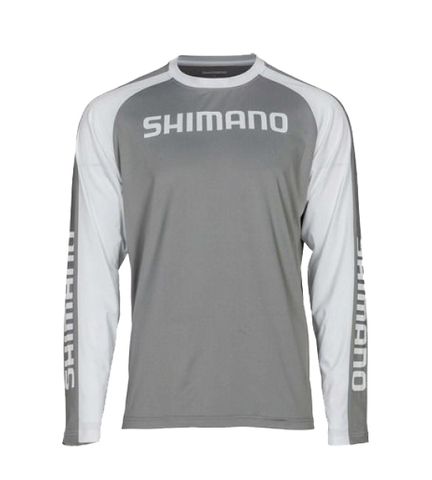 Shimano Tech Long Sleeve Tee Medium Grey/White