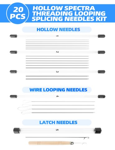 Bulletproof Bluewing Hollow Spectra Threading Looping Splicing Needles Kit, 20pc