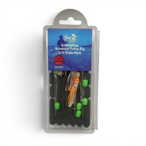 Breakout Surf Pulley Rig 6/0 Triple Pack Mean Lumo Orange