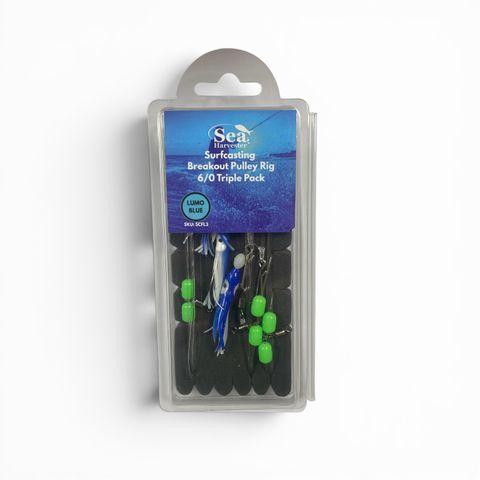 Breakout Surf Pulley Rig 6/0 Triple Pack Ghost White Lumo
