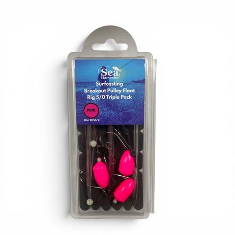 Breakout Surf Pulley Float Rig 5/0 Triple Pack Pink