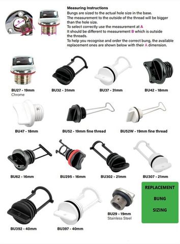Bung Plug Only Ronstan RF738 16mm Coarse Thread
