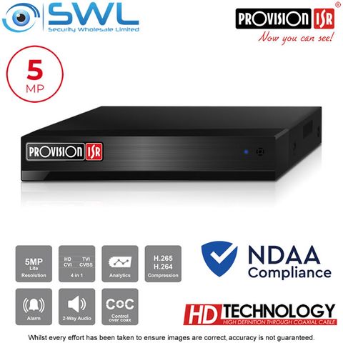 Provision-ISR SH-8100A5N-5L(MM)-V2 8CH Hybrid DVR 8x AHD +4CH IP 1x HDD. No HDD