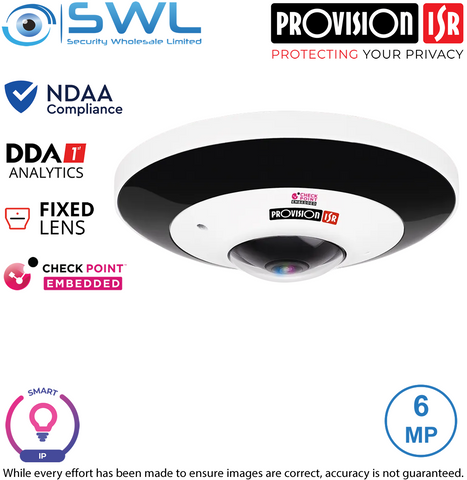 Provision-ISR FEI-360IPN-V3 6MP, Fisheye 6MP, NDAA, IR 15m, IP66, IK10, 1.07mm