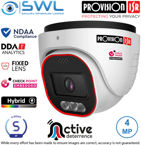 Provision-ISR DH-340ADSN-28: S-Sight 4MP 'Active' Turret Hybrid 30m LED 2.8mm