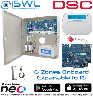 DSC Neo Kit: 6-16 Zone, Cabinet, Transformer, Tamper, LCD KP Prox, Com Module