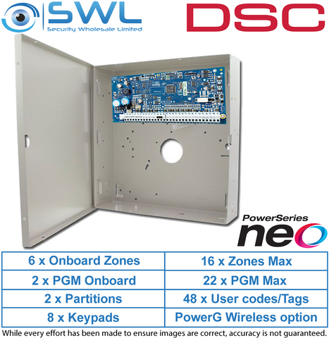 DSC Neo: HS2016 Alarm Panel - 6 to 16 Zone c/w Cabinet