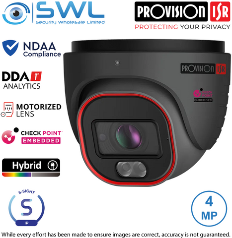 Provision-ISR DH-340IPSN-MVF-G:S-Sight:4MP GREY Turret Hybrid 20m LED 2.8-12mm