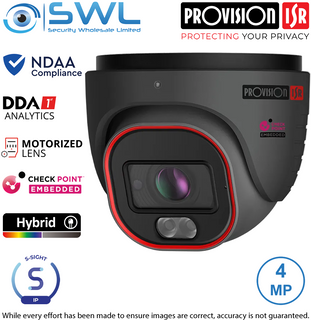 Provision-ISR DH-340IPSN-MVF-G:S-Sight:4MP GREY Turret Hybrid 20m LED 2.8-12mm