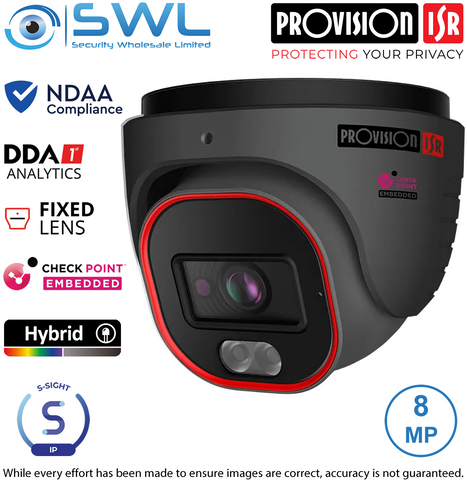 Provision-ISR DH-380IPSN-28-G: S-Sight 8MP Turret IP67 2.8mm Hybrid LED 20m Grey