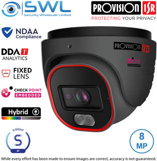 Provision-ISR DH-380IPSN-28-G: S-Sight 8MP Turret IP67 2.8mm Hybrid LED 20m Grey