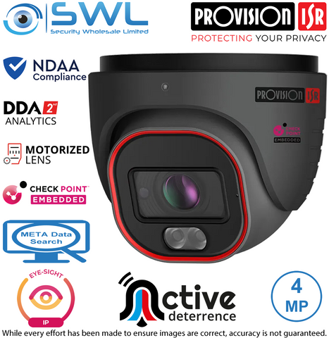 Provision-ISR DH-340ADN-MVF-G-V4: 4MP Active Turret WDR IR40m IP67 2.8-12mm Grey