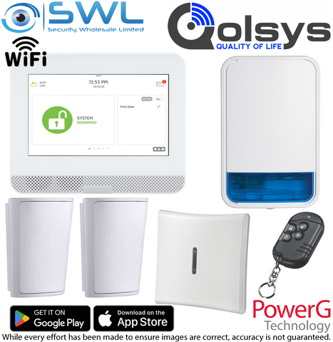 Qolsys PowerG Kit: 1x Hub, 1x 4 Remote, 2x Pet PIRs, 1x External, 1 x Internal