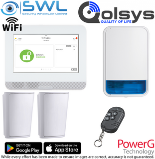Qolsys PowerG Kit: 1x Hub, 1x 4 Remote, 2x Pet PIRs, 1x External,