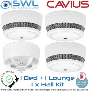 Cavius Wireless Family Kit: 3 x CAV10WF Smoke, 1 x CAVTH10WF Heat