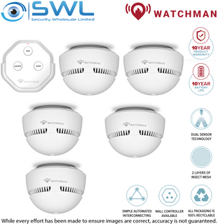 Cavius Watchman AJ-770SI4-TP Interconnected Trade Pack: 5 x Smokes + 1 x Control