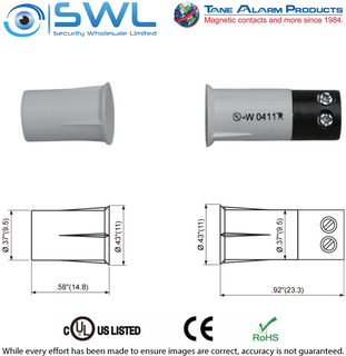 TANE STB-3/8 TC Recessed Reed: 9.5mm DIA. 15mm Gap. Terminals