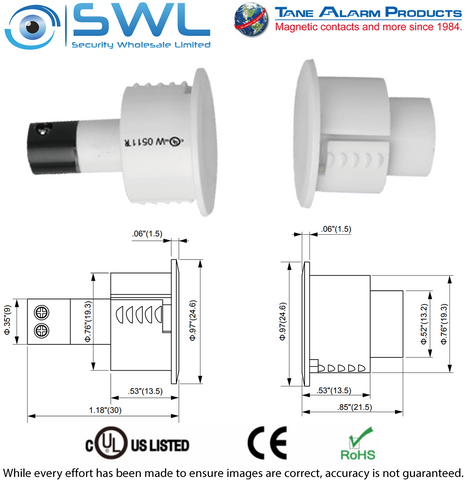 TANE TANE-3/4 TC Recessed Steel Door Reed: 19.3mm DIA. 28mm Gap Terminal