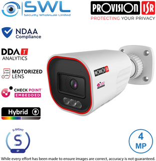 Provision-ISR BMH-340IPSN-MVF S-Sight: 4MP Bullet WDR Hybrid 40m IP67 2.8-12mm