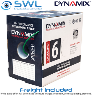 DYNAMIX 305m Cat 6 Green UTP SOLID Cable Roll, 250MHz, FREIGHT INCLUDED