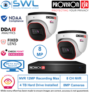 Provision-ISR 8CH NVR12 KIT: With 2x 8MP Eye-Sight Turrets 2.8-12mm 4Tb HDD