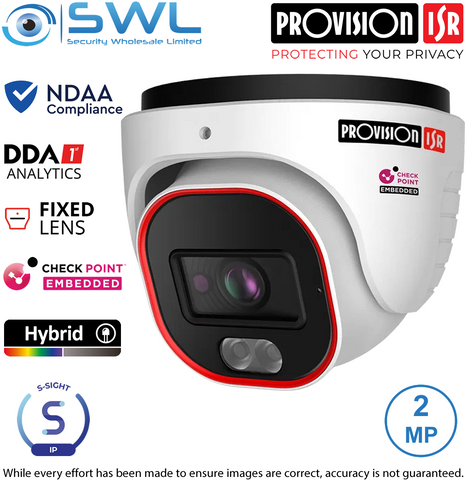 Provision-ISR DH-320IPSN-28 S-Sight: 2MP NDAA Turret WDR Hybrid 20m IP67 2.8mm